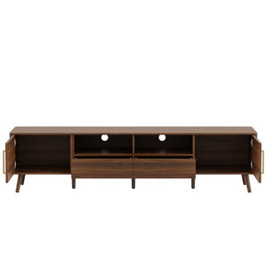 English Elm 78-Inch Walnut Entertainment Console with Solid Wood Legs Soft-Close Storage N710P496288P
