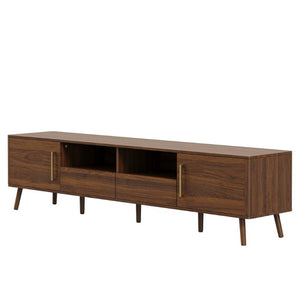 English Elm 78-Inch Walnut Entertainment Console with Solid Wood Legs Soft-Close Storage N710P496288P