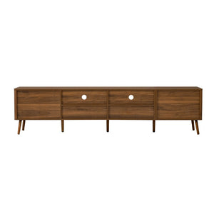 English Elm 78-Inch Walnut Entertainment Console with Solid Wood Legs Soft-Close Storage N710P496288P