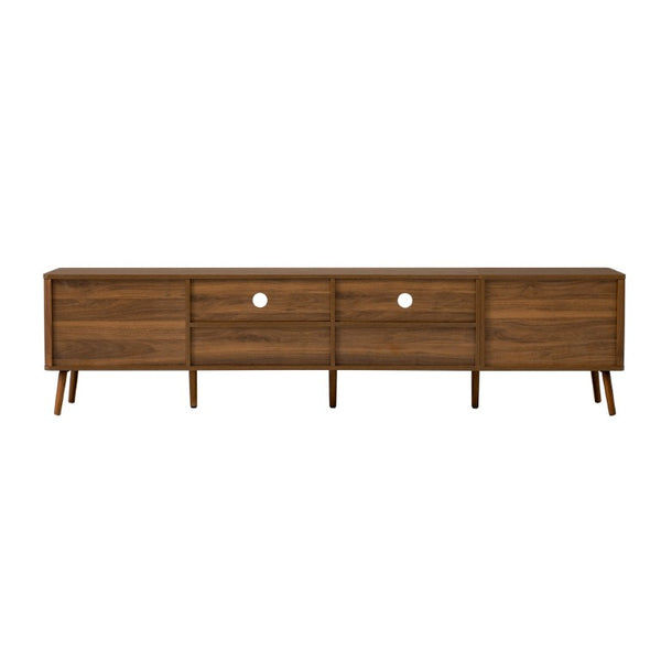 English Elm 78-Inch Walnut Entertainment Console with Solid Wood Legs Soft-Close Storage N710P496288P