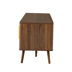 English Elm 78-Inch Walnut Entertainment Console with Solid Wood Legs Soft-Close Storage N710P496288P