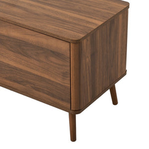 English Elm 78-Inch Walnut Entertainment Console with Solid Wood Legs Soft-Close Storage N710P496288P