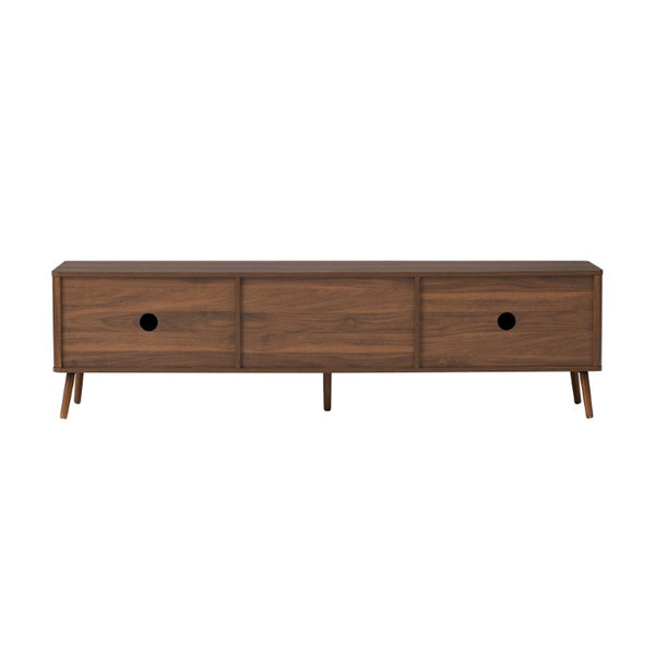 English Elm 70Inch Walnut Media Console with Solid Wood Legs Soft Close Doors and Cable Management 70.8 x 15.75 x 19.53 Drawers and Cabinets N710P496292P