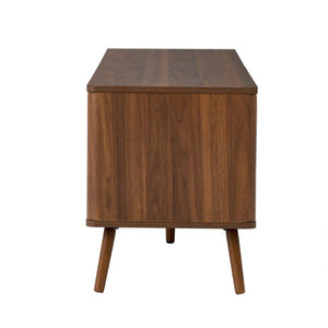 English Elm 70Inch Walnut Media Console with Solid Wood Legs Soft Close Doors and Cable Management 70.8 x 15.75 x 19.53 Drawers and Cabinets N710P496292P