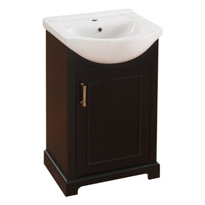 English Elm 20-Inch French Style Bathroom Vanity Solid Wood Cabinet with Bulged Ceramic Basin Black N710P499667B