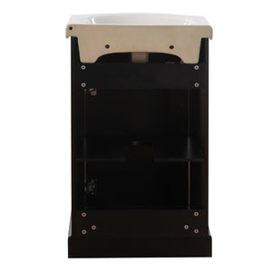English Elm 20-Inch French Style Bathroom Vanity Solid Wood Cabinet with Bulged Ceramic Basin Black N710P499667B