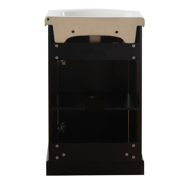 English Elm 20-Inch French Style Bathroom Vanity Solid Wood Cabinet with Bulged Ceramic Basin Black N710P499667B