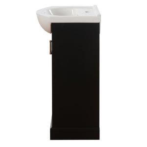 English Elm 20-Inch French Style Bathroom Vanity Solid Wood Cabinet with Bulged Ceramic Basin Black N710P499667B