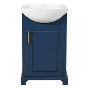 English Elm 20-Inch French Style Bathroom Vanity Solid Wood Cabinet with Bulged Ceramic Basin Blue N710P499667C
