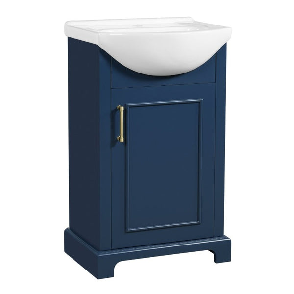 English Elm 20-Inch French Style Bathroom Vanity Solid Wood Cabinet with Bulged Ceramic Basin Blue N710P499667C