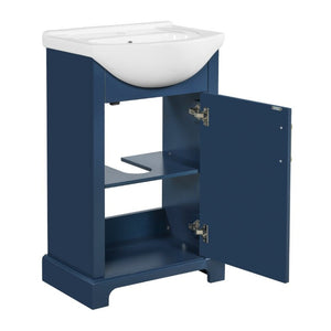 English Elm 20-Inch French Style Bathroom Vanity Solid Wood Cabinet with Bulged Ceramic Basin Blue N710P499667C