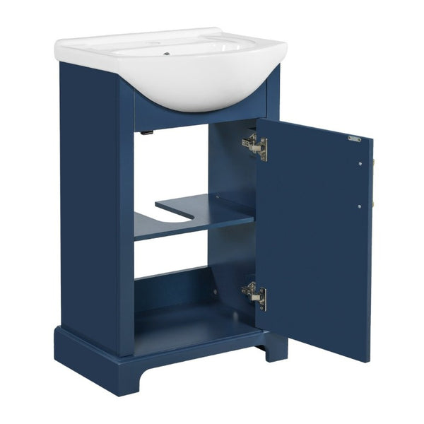 English Elm 20-Inch French Style Bathroom Vanity Solid Wood Cabinet with Bulged Ceramic Basin Blue N710P499667C