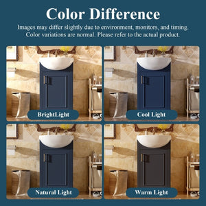 English Elm 20-Inch French Style Bathroom Vanity Solid Wood Cabinet with Bulged Ceramic Basin Blue N710P499667C