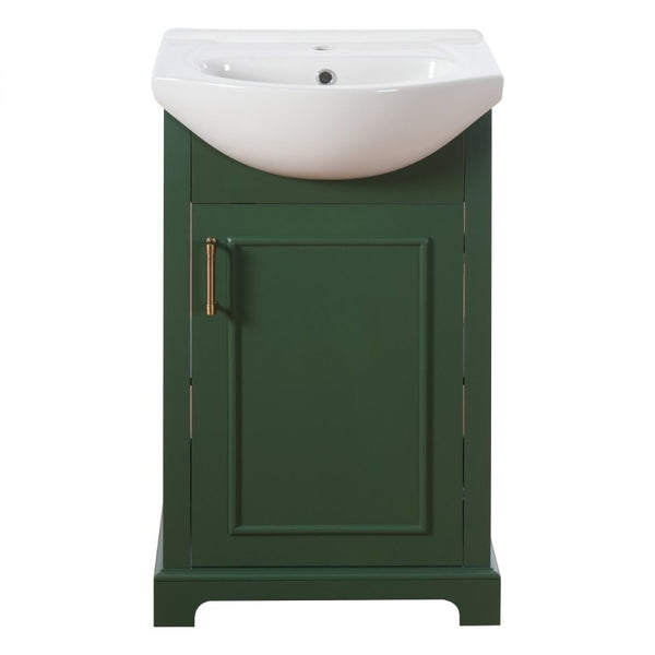 English Elm 20-Inch French Style Bathroom Vanity Solid Wood Cabinet with Bulged Ceramic Basin Green N710P499667F