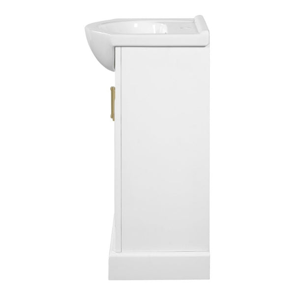 English Elm 20-Inch French Style Bathroom Vanity Solid Wood Cabinet with Bulged Ceramic Basin White N710P499667K