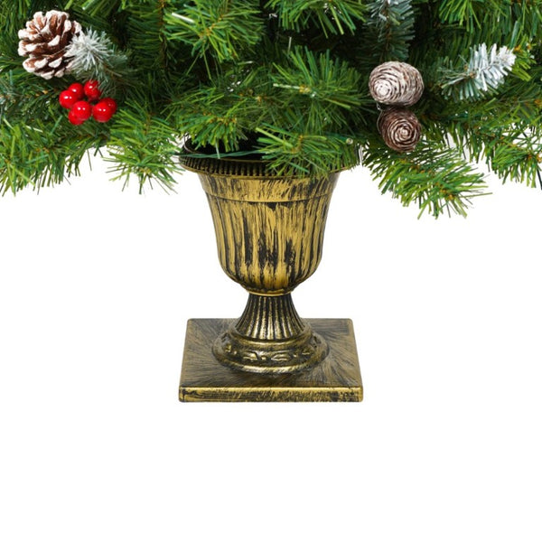 English Elm Pre-Lit Artificial Christmas 3 Piece Set with Warm White LED Entrance Trees and Garland N710P507110F