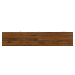 English Elm 70Inch Walnut Media Console with Solid Wood Legs Soft Close Doors and Cable Management 78.7 x 15.7 x 21.6 Two Drawers with Slatted Doors N710P510680P
