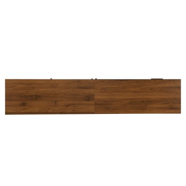 English Elm 70Inch Walnut Media Console with Solid Wood Legs Soft Close Doors and Cable Management 78.7 x 15.7 x 21.6 Two Drawers with Slatted Doors N710P510680P