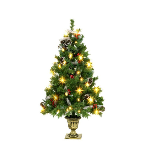 English Elm 6-Piece Pre-Lit Holiday Decor Set with Foyer Trees Wreath Garland and LED Glow N710P513660F