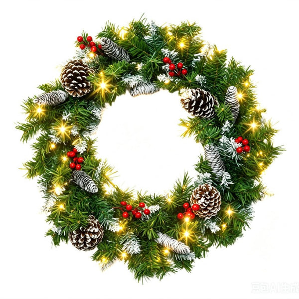 English Elm 6-Piece Pre-Lit Holiday Decor Set with Foyer Trees Wreath Garland and LED Glow N710P513660F