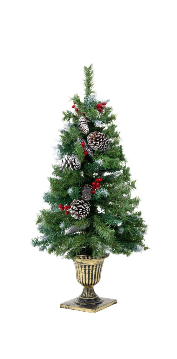 English Elm 6-Piece Pre-Lit Holiday Decor Set with Foyer Trees Wreath Garland and LED Glow N710P513660F