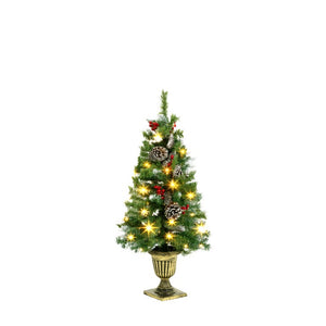 English Elm 6-Piece Pre-Lit Holiday Decor Set with Foyer Trees Wreath Garland and LED Glow N710P513660F