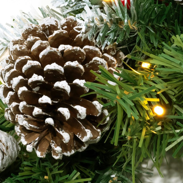 English Elm 6-Piece Pre-Lit Holiday Decor Set with Foyer Trees Wreath Garland and LED Glow N710P513660F