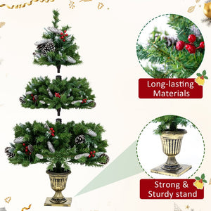 English Elm 6-Piece Pre-Lit Holiday Decor Set with Foyer Trees Wreath Garland and LED Glow N710P513660F