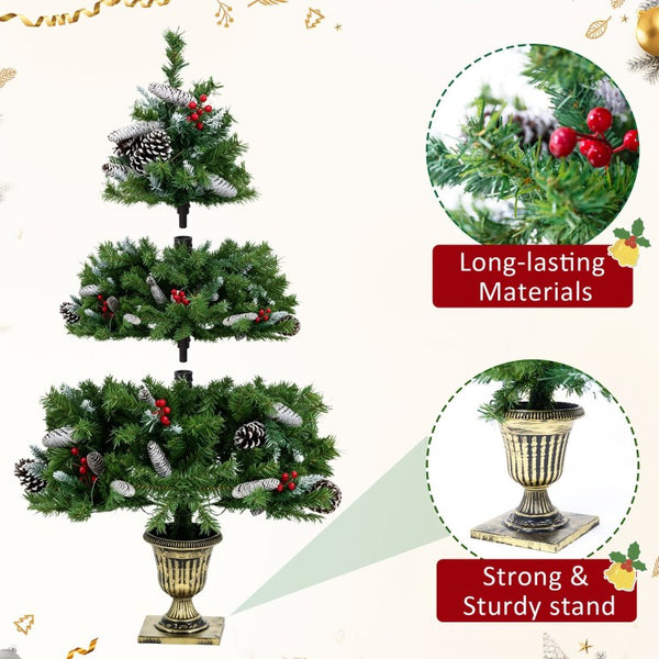 English Elm 6-Piece Pre-Lit Holiday Decor Set with Foyer Trees Wreath Garland and LED Glow N710P513660F