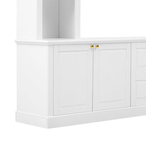 English Elm All-in-one White Mdf Entertainment Center with Bookcase and Display Storage for Living Rooms N710S688103K