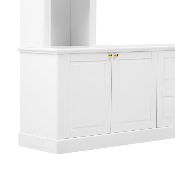 English Elm All-in-one White Mdf Entertainment Center with Bookcase and Display Storage for Living Rooms N710S688103K