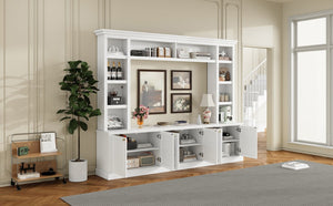 English Elm All-in-one White Mdf Entertainment Center with Bookcase and Display Storage for Living Rooms N710S688103K