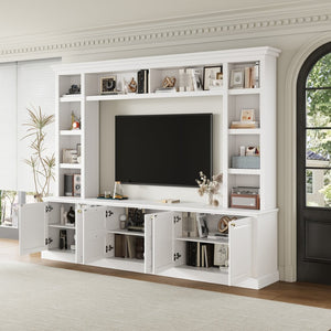 English Elm All-in-one White Mdf Entertainment Center with Bookcase and Display Storage for Living Rooms N710S688103K
