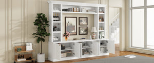 English Elm All-in-one White Mdf Entertainment Center with Bookcase and Display Storage for Living Rooms N710S688103K