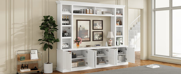 English Elm All-in-one White Mdf Entertainment Center with Bookcase and Display Storage for Living Rooms N710S688103K