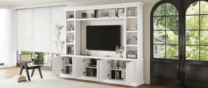 English Elm All-in-one White Mdf Entertainment Center with Bookcase and Display Storage for Living Rooms N710S688103K