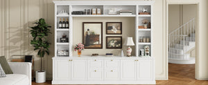 English Elm All-in-one White Mdf Entertainment Center with Bookcase and Display Storage for Living Rooms N710S688103K