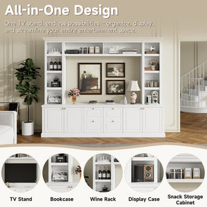 English Elm All-in-one White Mdf Entertainment Center with Bookcase and Display Storage for Living Rooms N710S688103K