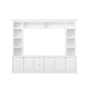 English Elm All-in-one White Mdf Entertainment Center with Bookcase and Display Storage for Living Rooms N710S688103K
