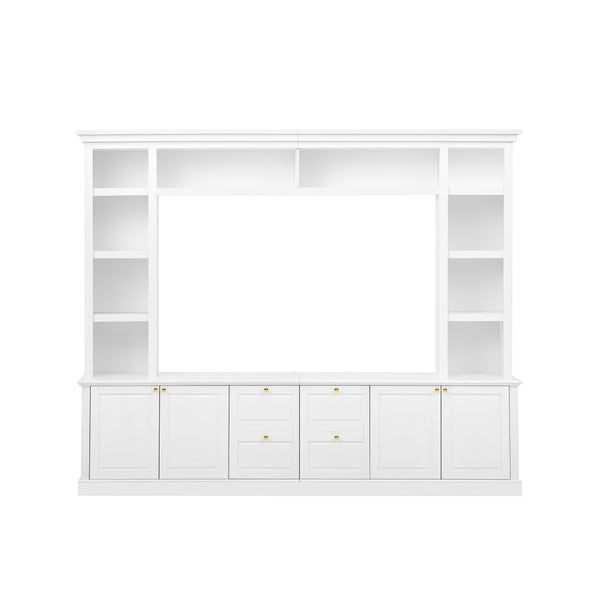 English Elm All-in-one White Mdf Entertainment Center with Bookcase and Display Storage for Living Rooms N710S688103K