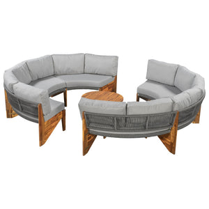 English Elm U_style Modular Semicircular Outdoor Sofa Set Acacia Wood Patio Lounge Seats 6 N711P405049E
