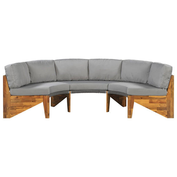 English Elm U_style Modular Semicircular Outdoor Sofa Set Acacia Wood Patio Lounge Seats 6 N711P405049E
