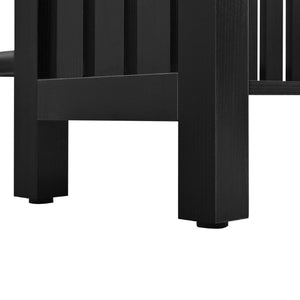 English Elm U_style Marble Grain Counter Height Bar Table with Slatted Panels and Built in Wine Rack Black N711P427063B