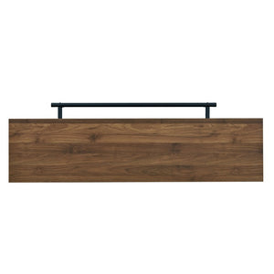 English Elm U_style Marble Grain Counter Height Bar Table with Slatted Panels and Built in Wine Rack Grey+Brown N711P427063R