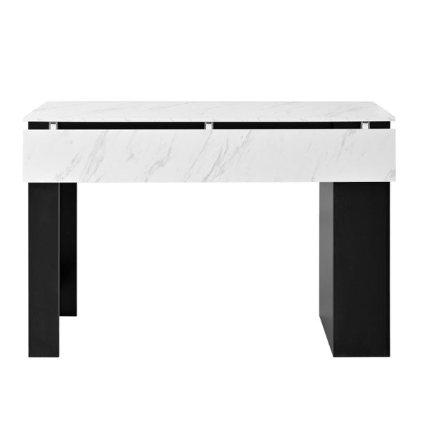 English Elm U_style-Ca Multifunctional Drop Leaf Sideboard with Marble Top Two Door Kitchen Cabinet Black, Walnut N711P427079B
