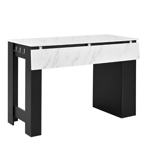 English Elm U_style-Ca Multifunctional Drop Leaf Sideboard with Marble Top Two Door Kitchen Cabinet Black, Walnut N711P427079B