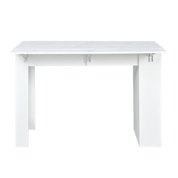 English Elm U_style-Ca Multifunctional Drop Leaf Sideboard with Marble Top Two Door Kitchen Cabinet White N711P427079K