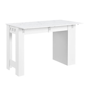 English Elm U_style-Ca Multifunctional Drop Leaf Sideboard with Marble Top Two Door Kitchen Cabinet White N711P427079K