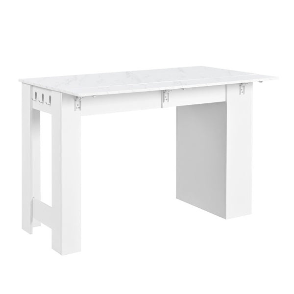 English Elm U_style-Ca Multifunctional Drop Leaf Sideboard with Marble Top Two Door Kitchen Cabinet White N711P427079K