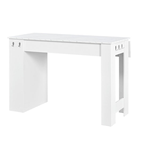 English Elm U_style-Ca Multifunctional Drop Leaf Sideboard with Marble Top Two Door Kitchen Cabinet White N711P427079K